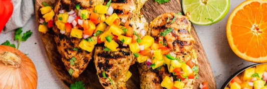 Chicken with Peach Cucumber Salsa