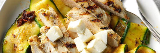 Garlic-grilled Chicken with Pesto Zucchini