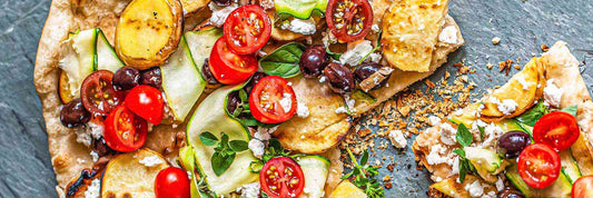 Greek Sausage Pita Pizza