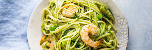 Pesto Shrimp and Artichoke Linquine