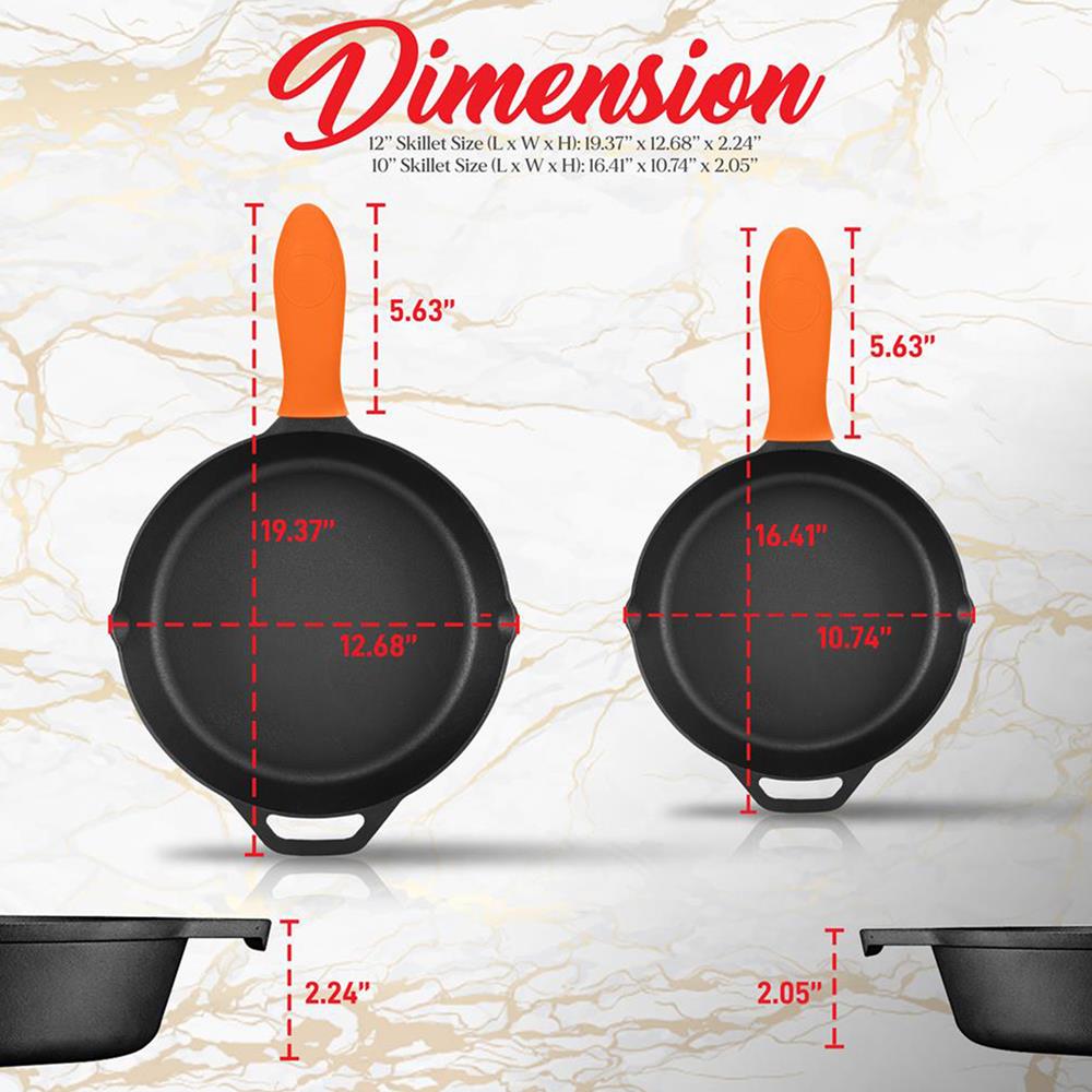 2pc cast iron skillet set
