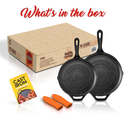 2pc cast iron skillet set