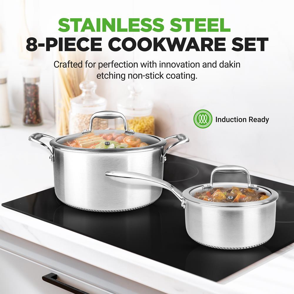 8pc stainless steel cookware set