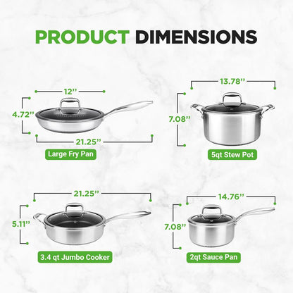 8pc stainless steel cookware set