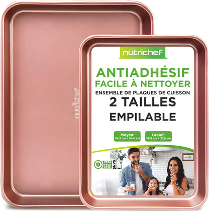 Kitchen Oven Baking Pans - Deluxe Non-Stick Cookie Sheet Bakeware (2-Piece)