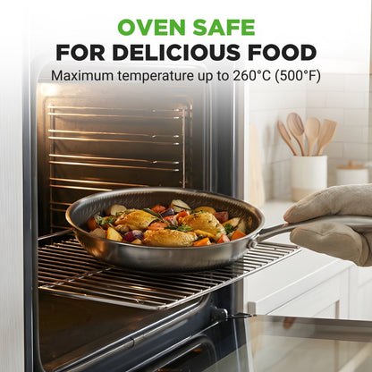 Ensemble de cuisine Casseroles et poêles - Batterie de cuisine en acier inoxydable à trois couches, revêtement antiadhésif Dakin à l'intérieur et à l'extérieur (ensemble de 7 pièces) 