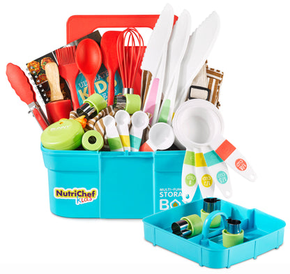 Kids Cooking And Baking Supplies Gift Set With Storage Container, Complete Junior Chef Cooking Sets