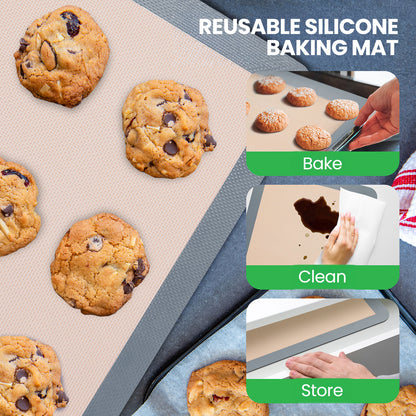 Feuille de cuisson en silicone - Réutilisable, facile et pratique, tapis antiadhésif utilisé pour le four - (Gris) 