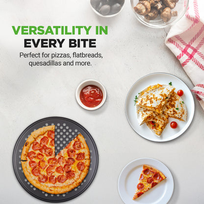 Non-Stick Pizza Pan 33cm - Carbon Steel with Perforated Holes