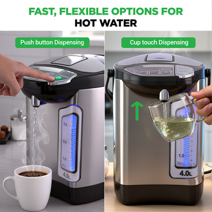 4L Electric Hot Water Urn with 3 Presets, Auto Dispense & Safety Lock