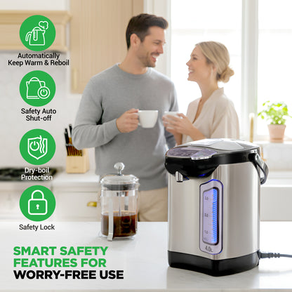 4L Electric Hot Water Urn with 3 Presets, Auto Dispense & Safety Lock