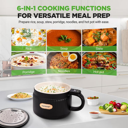 1.6L Portable Electric Rice Cooker, Multi-Functional With Non-Stick Ceramic Coating, Digital Control Panel, 6 Optional Functions, Anti-Burn Dry, Automatic Power-Off