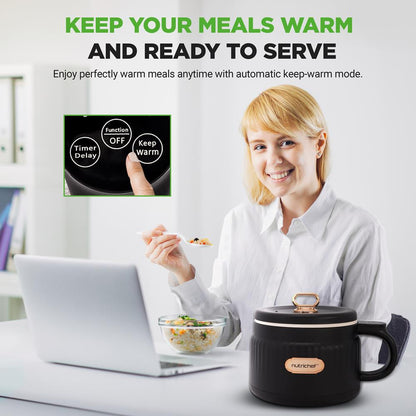 1.6L Portable Electric Rice Cooker, Multi-Functional With Non-Stick Ceramic Coating, Digital Control Panel, 6 Optional Functions, Anti-Burn Dry, Automatic Power-Off