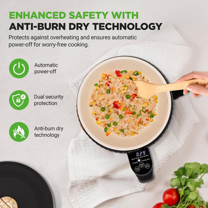 1.6L Portable Electric Rice Cooker, Multi-Functional With Non-Stick Ceramic Coating, Digital Control Panel, 6 Optional Functions, Anti-Burn Dry, Automatic Power-Off