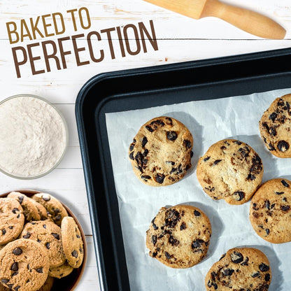 2-Pc. Nonstick Cookie Sheet Baking Pan - Professional Quality Kitchen Cooking Non-Stick Bake Trays With Blue Diamond Coating Inside & Outside