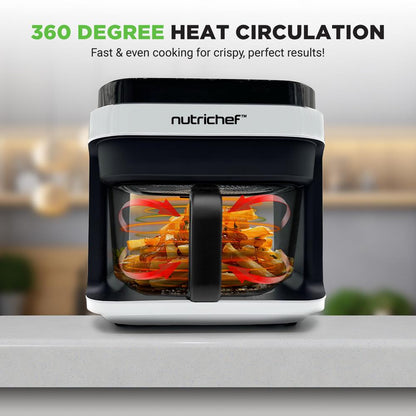 Friteuse à air de 5,5 litres - Cuiseur électrique sans huile avec affichage numérique personnalisé de 5,8Qt avec fenêtre transparente (Blanc) 