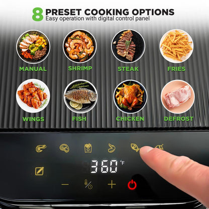 Friteuse à air de 5,5 litres - Cuiseur électrique sans huile avec affichage numérique personnalisé de 5,8Qt avec fenêtre transparente (Blanc) 
