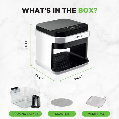 Friteuse à air de 5,5 litres - Cuiseur électrique sans huile avec affichage numérique personnalisé de 5,8Qt avec fenêtre transparente (Blanc) 