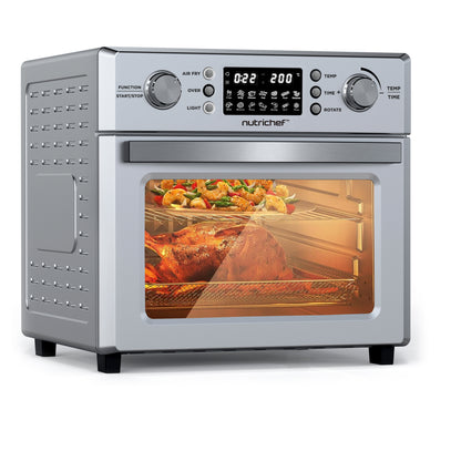 NutriChef toaster oven with food inside on a white background
