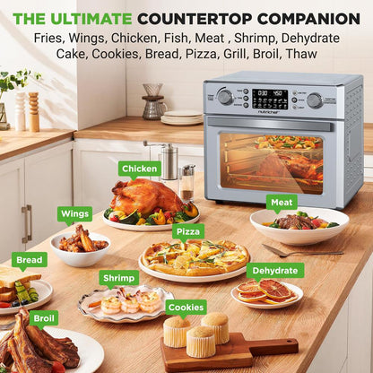 NutriChef Four à air chaud de comptoir de 26L – Rôtissoire, 10 préréglages numériques, 1700 watts 