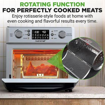 NutriChef Four à air chaud de comptoir de 26L – Rôtissoire, 10 préréglages numériques, 1700 watts 