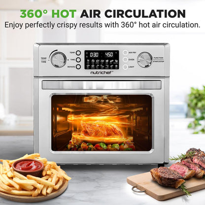 NutriChef Four à air chaud de comptoir de 26L – Rôtissoire, 10 préréglages numériques, 1700 watts 