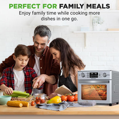 NutriChef Four à air chaud de comptoir de 26L – Rôtissoire, 10 préréglages numériques, 1700 watts 
