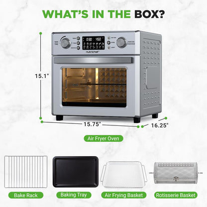 NutriChef Four à air chaud de comptoir de 26L – Rôtissoire, 10 préréglages numériques, 1700 watts 