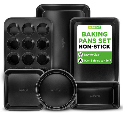 NutriChef 6‑Piece Nonstick Carbon Steel Bakeware Pan Set