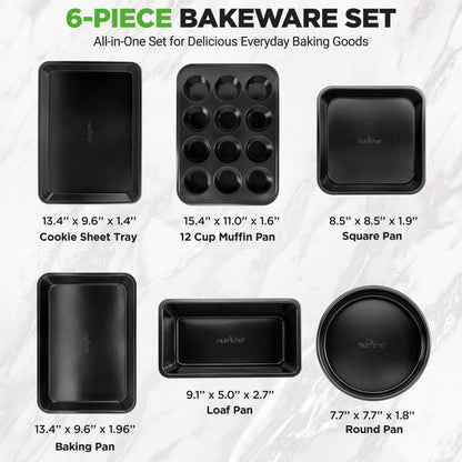 NutriChef 6‑Piece Nonstick Carbon Steel Bakeware Pan Set
