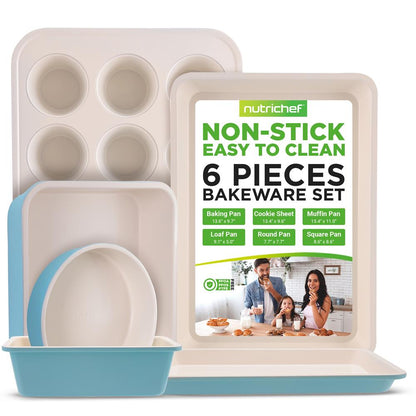 Plaques de cuisson pour four de cuisine - Ensemble de moules à pâtisserie antiadhésifs de luxe, style céramique (6 pièces) 