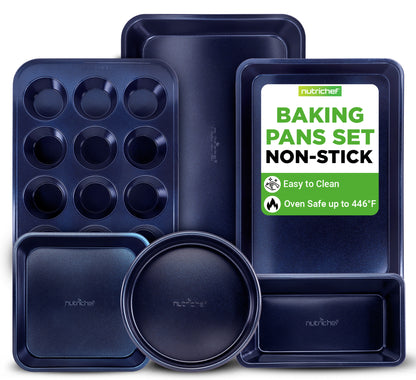 NutriChef 6‑Piece Nonstick Carbon Steel Bakeware Pan Set
