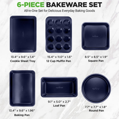 NutriChef 6‑Piece Nonstick Carbon Steel Bakeware Pan Set