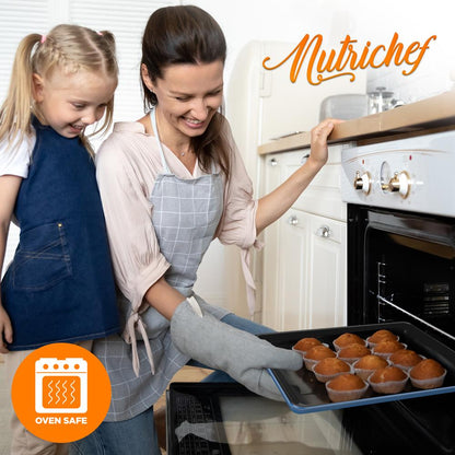 8 pièces. Ensembles de moules à pâtisserie empilables en acier au carbone - Revêtement antiadhésif, ensemble de plaques de cuisson (bleu) 