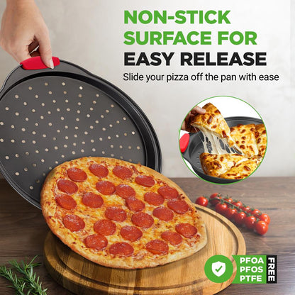 Plateau à pizza antiadhésif avec poignée - NCBPIZ1 