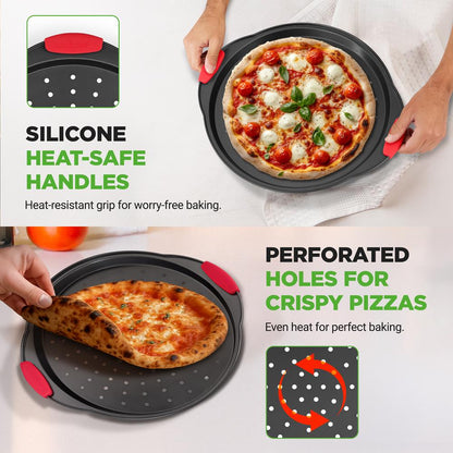 Plateau à pizza antiadhésif avec poignée - NCBPIZ1 