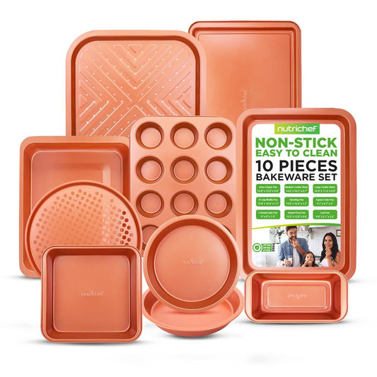Ensemble de moules à pâtisserie pour cuisine professionnelle à domicile - Revêtement métallique antiadhésif attrayant et élégant, compatible lave-vaisselle, sans PFOA, PFOS, PTFE 