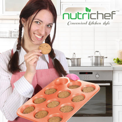 Ensemble de moules à pâtisserie pour cuisine professionnelle à domicile - Revêtement métallique antiadhésif attrayant et élégant, compatible lave-vaisselle, sans PFOA, PFOS, PTFE 