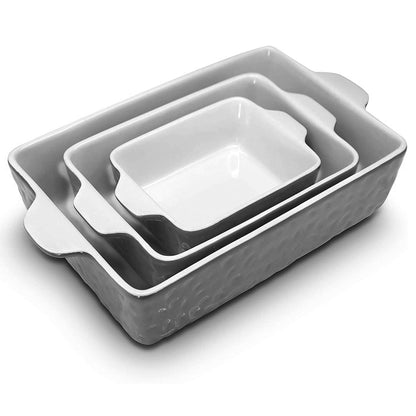 Ensemble de poêles en céramique 3 pièces NutriChef - Antiadhésif, résistant au four, rectangulaire, rouge/bleu/gris 
