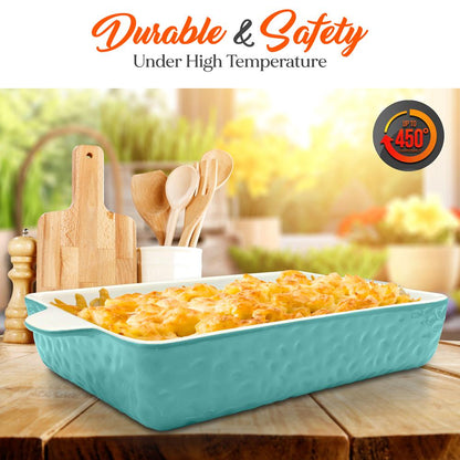 Rectangular Ceramic Bakeware Set - Durable Baking Dishes Set, Odor-Free Hybrid Ceramic Non-Stick Baking Pans, Dishwasher Safe (3-Piece)