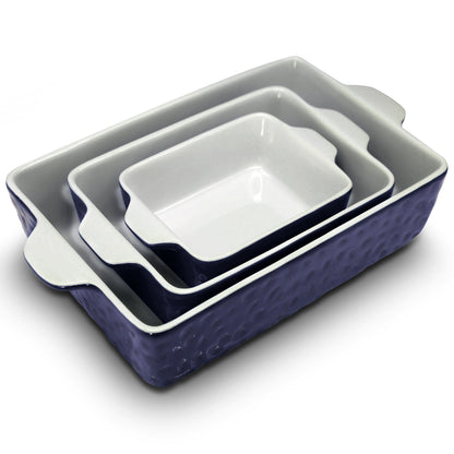 Ensemble de poêles en céramique 3 pièces NutriChef - Antiadhésif, résistant au four, rectangulaire, rouge/bleu/gris 