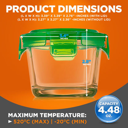 12 Pcs. Mini Contenants Ronds en Verre Borosilicate Élevé pour Préparation de Repas avec Couvercle Hermétique, 4Oz 