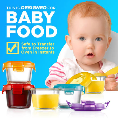 12 Pcs. Mini Contenants Ronds en Verre Borosilicate Élevé pour Préparation de Repas avec Couvercle Hermétique, 4Oz 