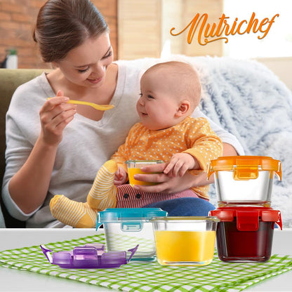 12 Pcs. Mini Contenants Ronds en Verre Borosilicate Élevé pour Préparation de Repas avec Couvercle Hermétique, 4Oz 