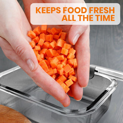Ensemble de 24 récipients de stockage alimentaire en verre supérieur - Design empilable avec couvercles à charnières innovants sans BPA (Gris) 