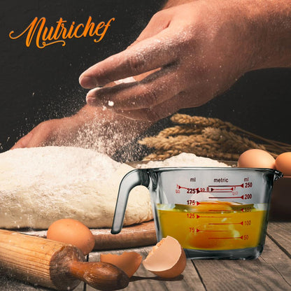 250 Ml. Tasse à mesurer en verre borosilicaté haute avec échelle de décalcomanie personnalisée 