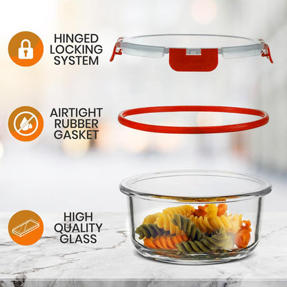 24-Piece Superior Glass Food Storage Containers Set - Stackable Design With Newly Innovated Hinged Bpa-Free Locking Lids (Red)