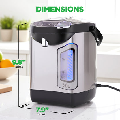 3L Electric Hot Water Urn with 3 Presets, Auto Dispense & Safety Lock