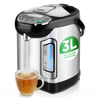 3L hot water dispenser with a cup of tea on a white background