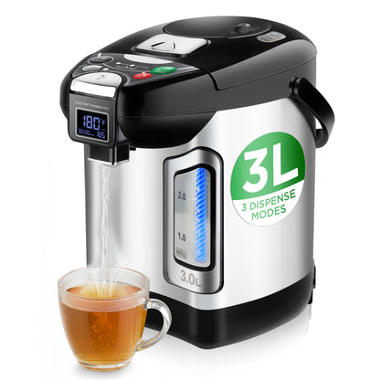 Electric kettle with a cup of tea on a white background